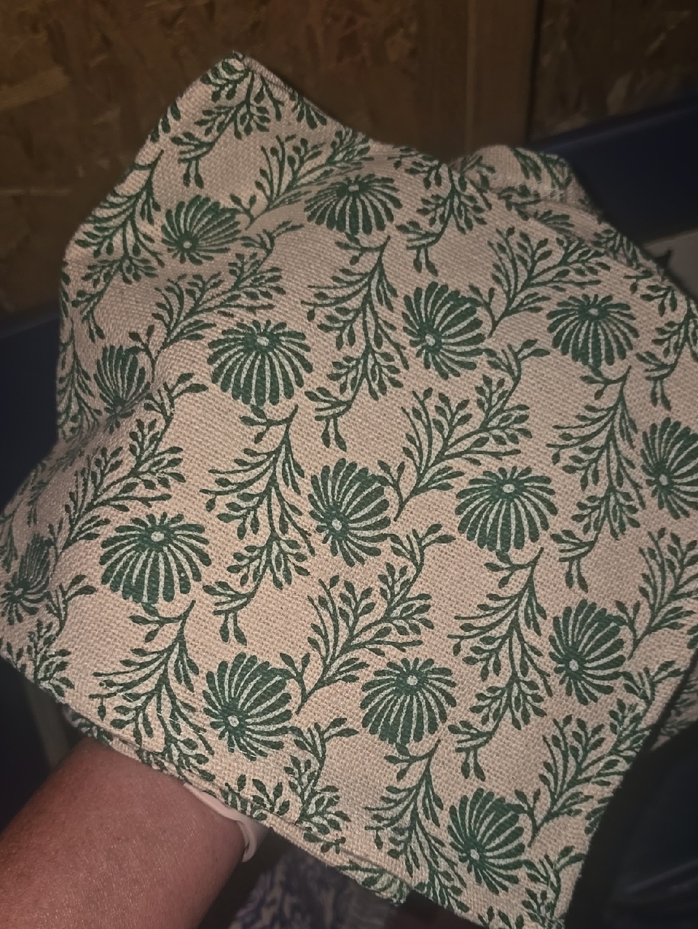 Mud Pie Cream Hat with Green Leaf Print